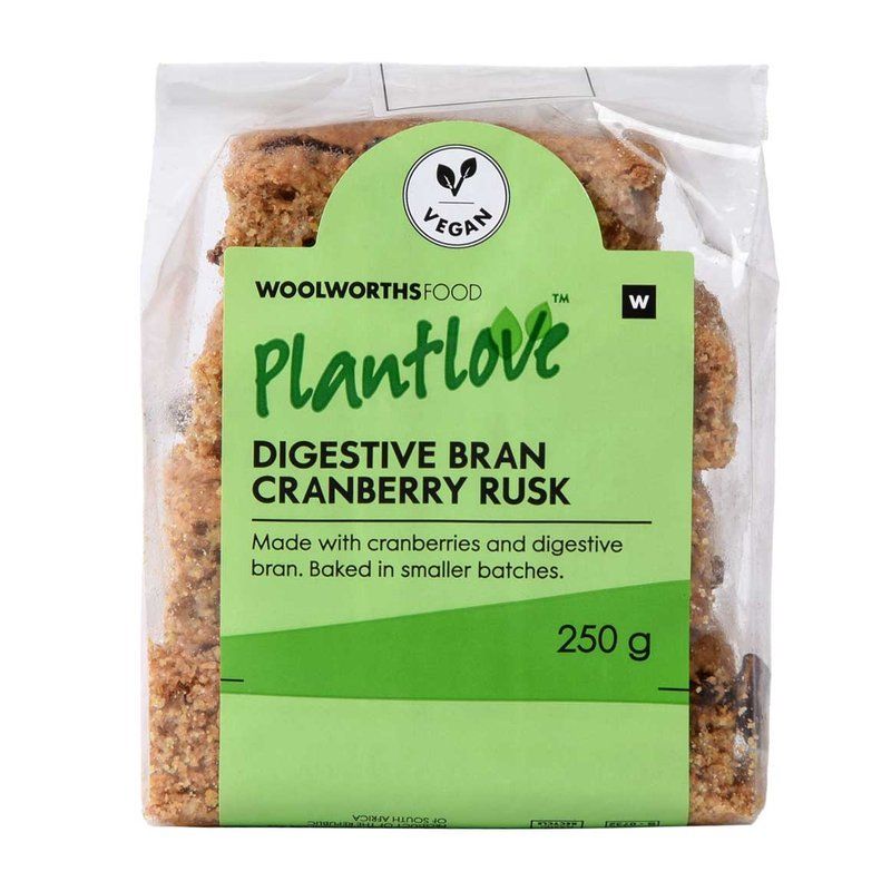 Woolies PlantLove Digestive Bran Cranberry Rusks 250 g