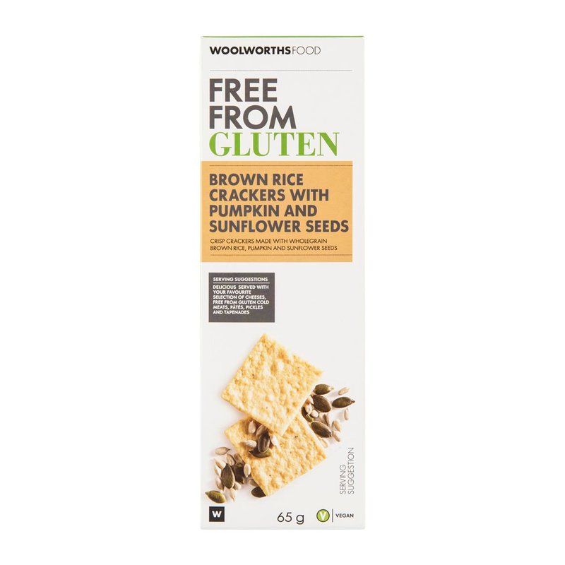 Woolies Gluten Free Brown Rice Crackers with Sunflower Seeds 65 g_0