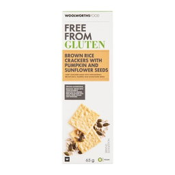 Woolies Gluten Free Brown Rice Crackers with Sunflower Seeds 65 g