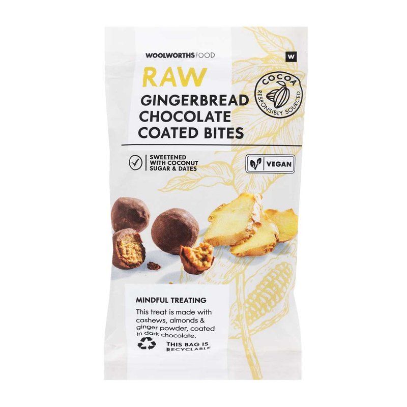 Woolies Raw Gingerbread Chocolate Coated Bites 40 g