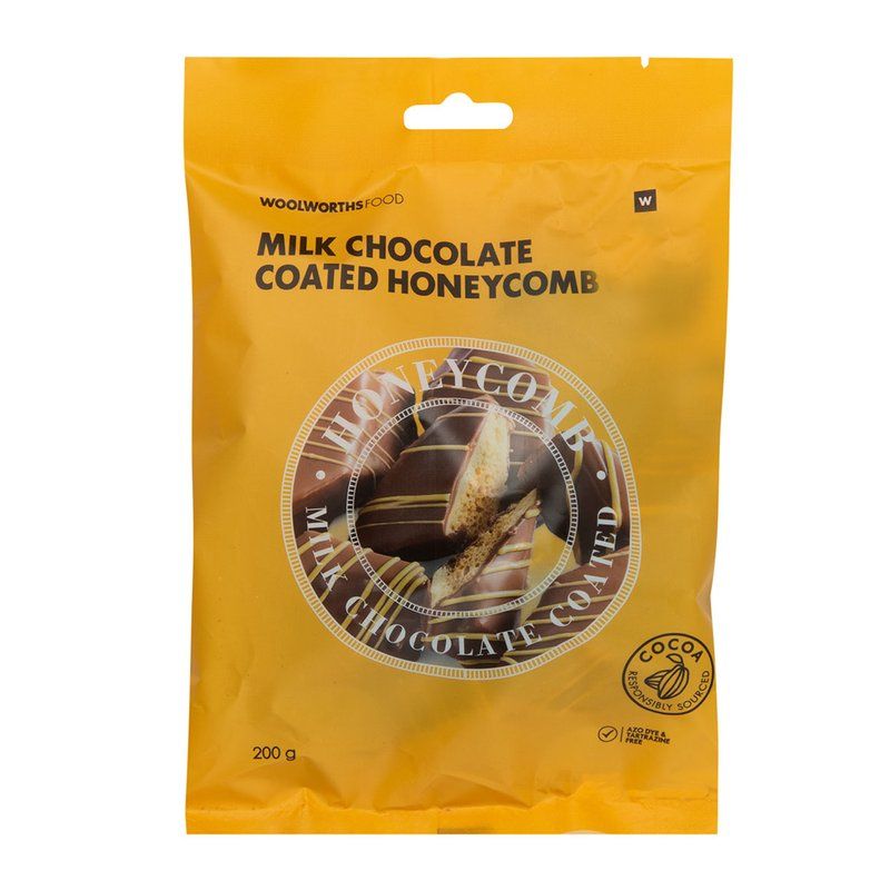 Woolies Milk Chocolate Coated Honeycomb 200 g