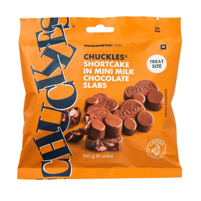 Woolies CHUCKLES Shortcake in Milk Chocolate Bars 8 x 20 g