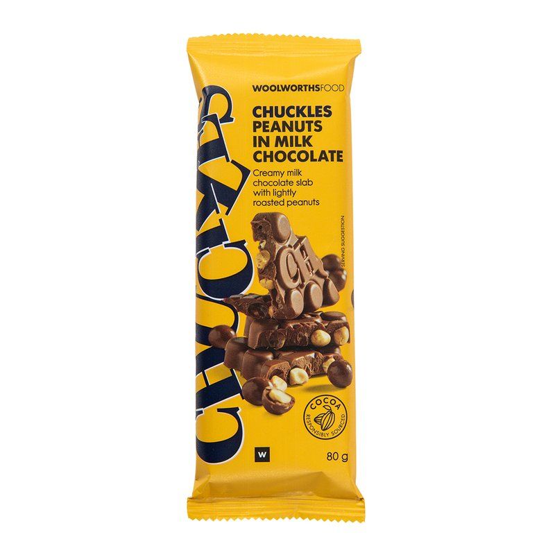 Woolies CHUCKLES Peanuts in Milk Chocolate Slab 80 g