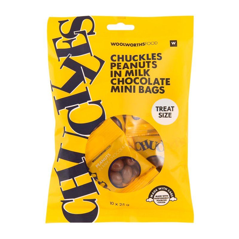 Woolies CHUCKLES Peanuts in Milk Chocolate Party Bags 10 x 25 g