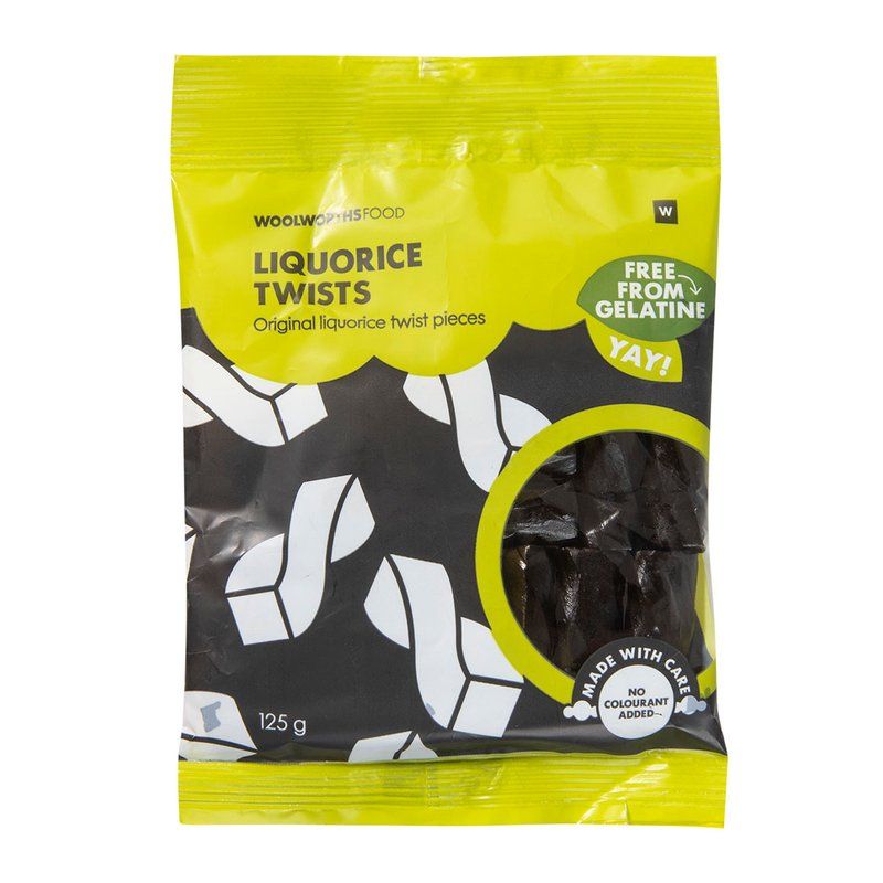 Woolies Gelatine Free Liquorice Twists 125 g