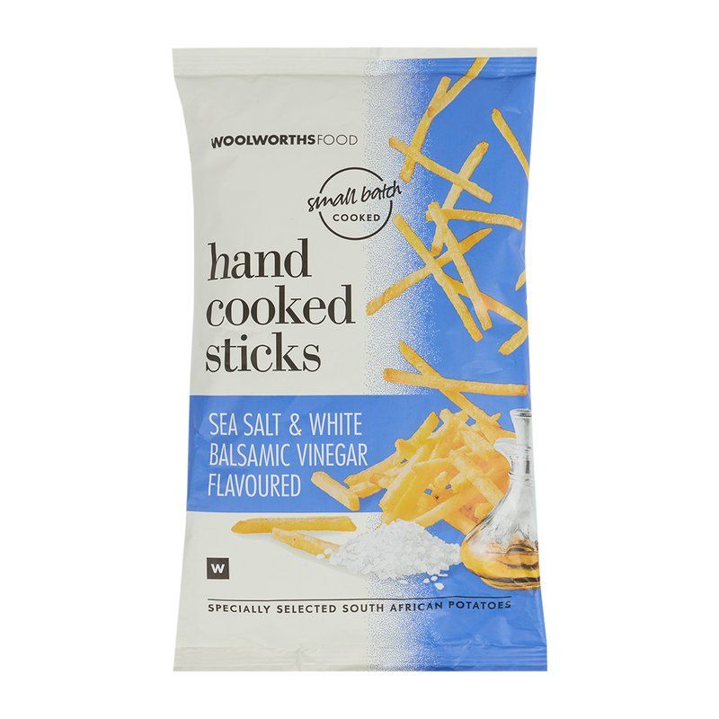Woolies Hand Cooked Sea Salt and White Balsamic Potato Sticks 125 g_0