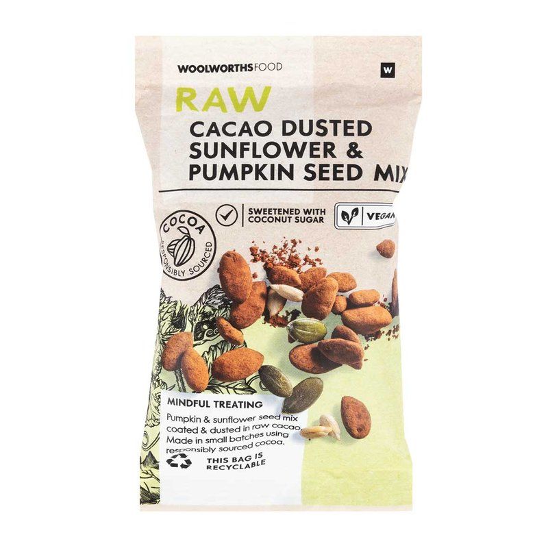 Woolies Raw Cacao Dusted Sunflower and Pumpkin Seed Mix 40 g