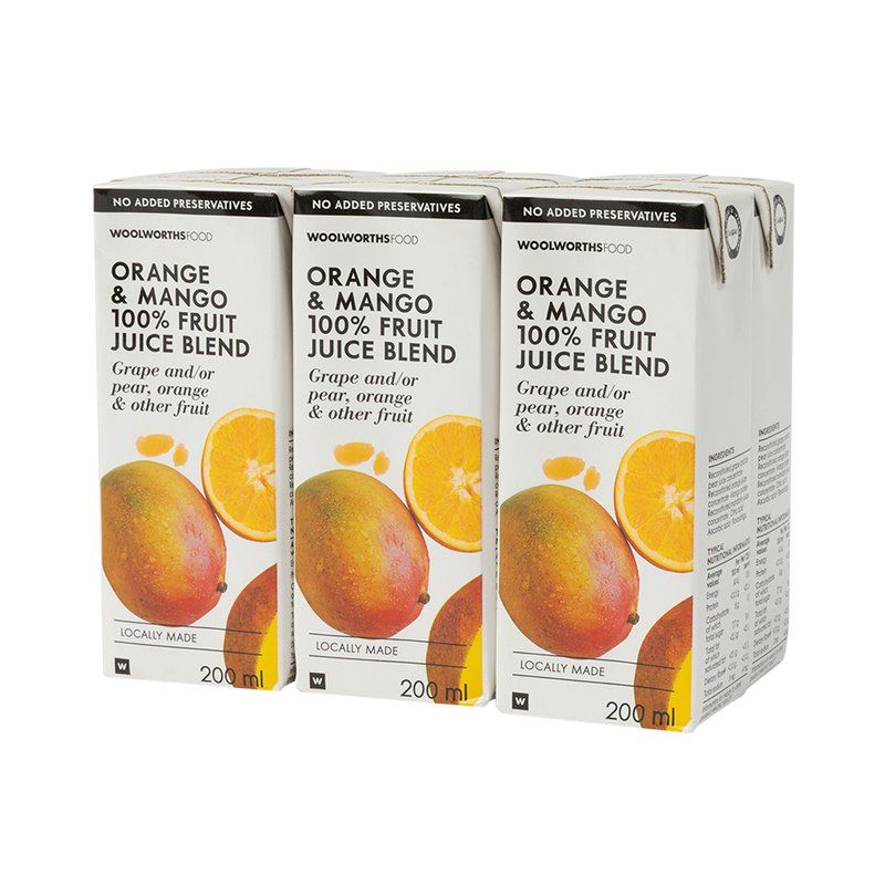 Woolies 100% Orange and Mango Juice 6 x 200 ml
