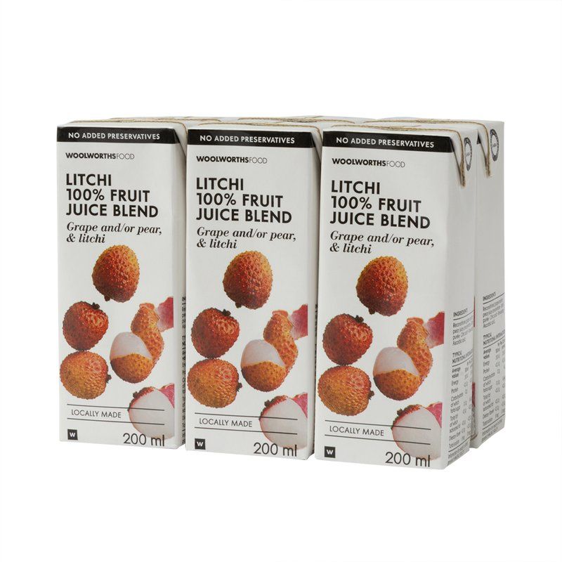 Woolies 100% Litchi Juice 6 x 200 ml