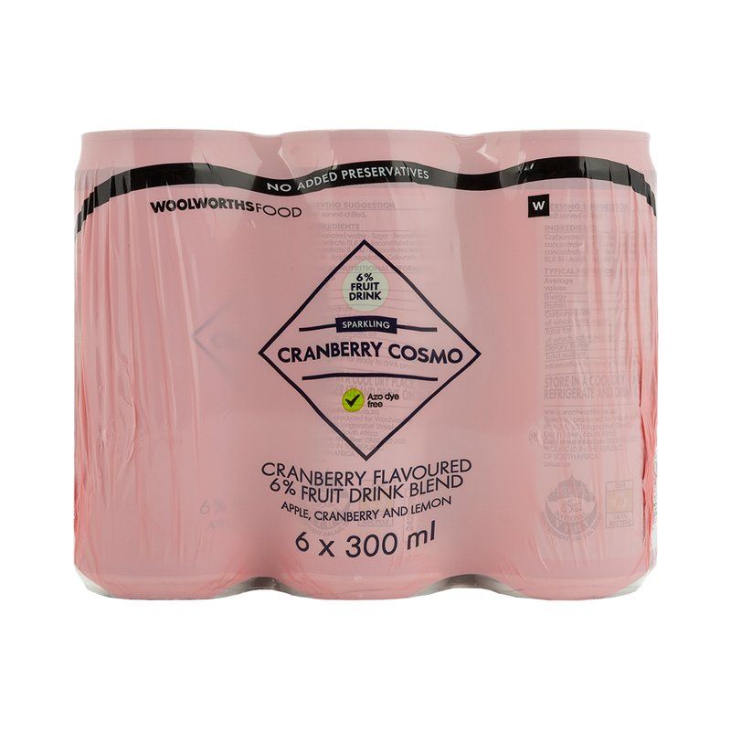 Woolies Sparkling Cranberry Cosmo Drink Cans 6 x 300 ml_0