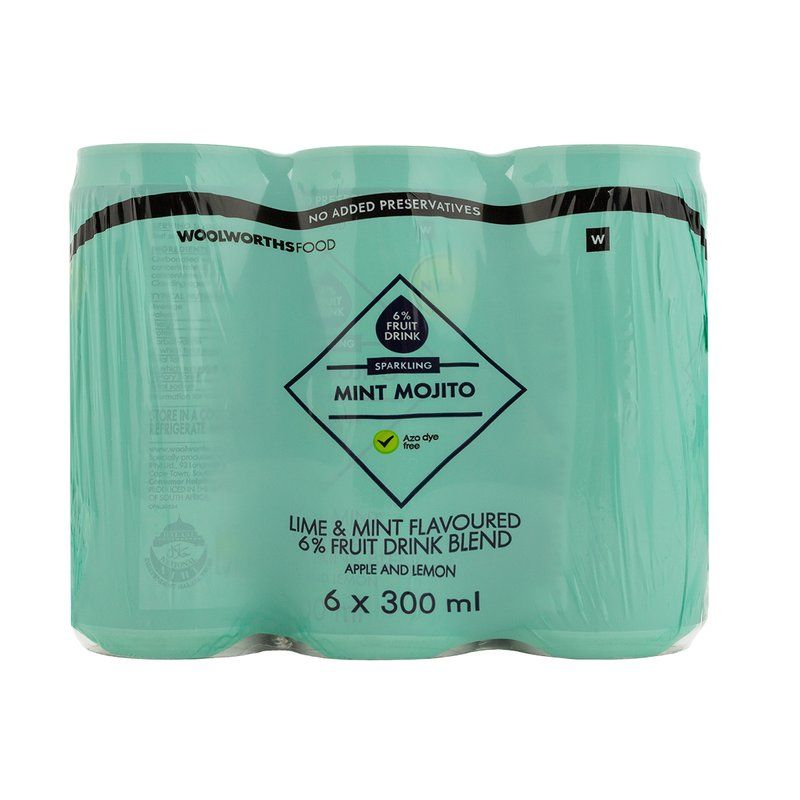 Woolies Sparkling Mint Mojito Drink Cans 6 x 300 ml