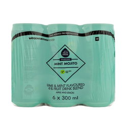 Woolies Sparkling Mint Mojito Drink Cans 6 x 300 ml