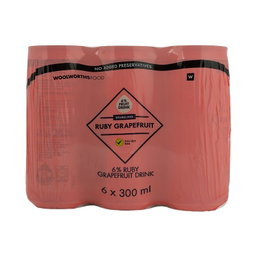 Woolies Sparkling Ruby Grapefruit Drink Cans 6 x 300 ml