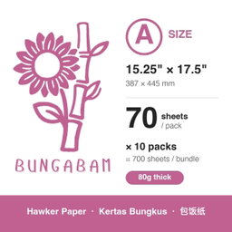 BungaBam Hawker Paper 80g / Size A 15.25" x 17.5" / 70's x 10pkt (RM0.0971/pc)