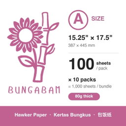 BungaBam Hawker Paper 80g / Size A 15.25" x 17.5" / 100's x 10pkt (RM0.0870/pc)