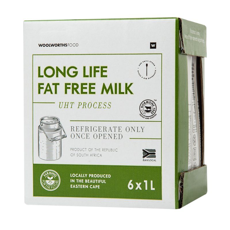 Woolies Long Life Fat Free Milk 6 x 1 L
