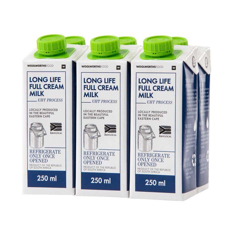 Woolies Long Life Full Cream Milk 6 x 250 ml