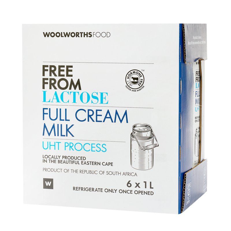 Woolies Lactose Free Full Cream Milk 6 x 1 L