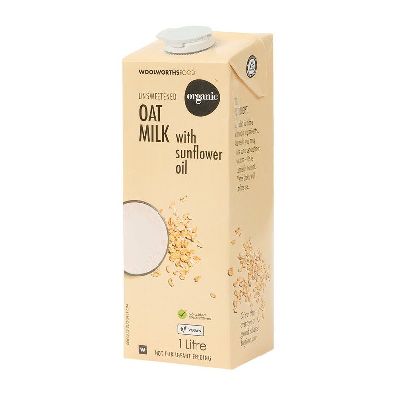 Woolies Organic Unsweetened Oat Milk 6 x 1 L