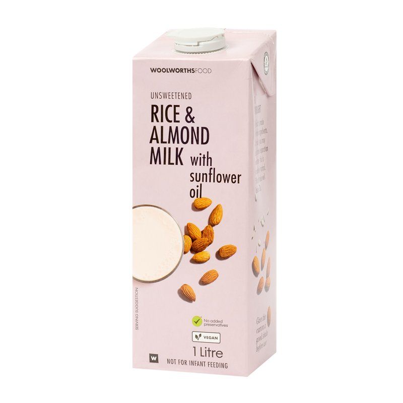Woolies Unsweetened Rice & Almond Milk 6 x 1 L_0