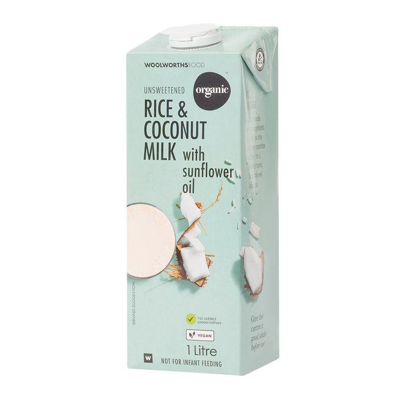 Woolies Organic Unsweetened Coconut & Rice Milk 6 x 1 L_0