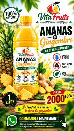 Jus de fruit ananas gingembre 1litre