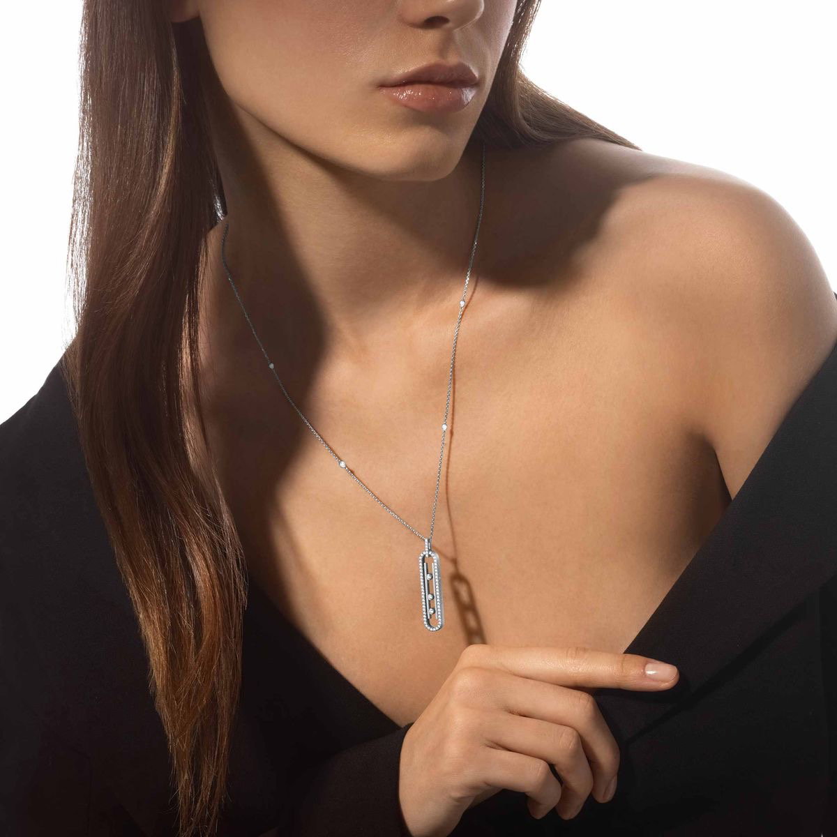 Glitz Crystal Long Bar Pendant Necklace_0