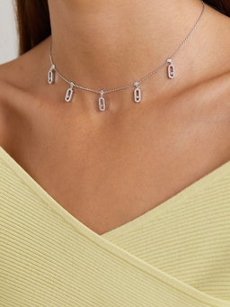 Glitz  Crystal Charm Bar Necklace