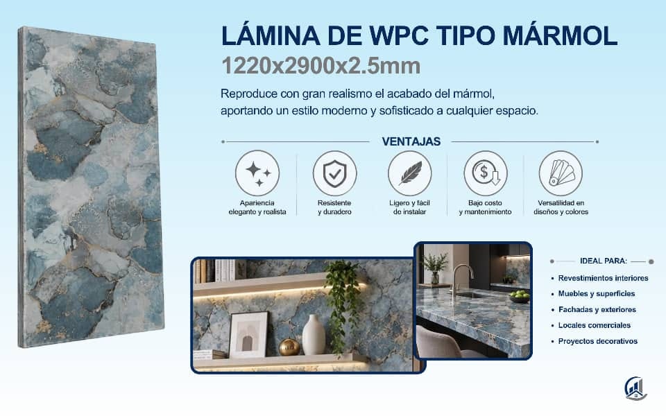 Lámina de WPC tipo marmol 