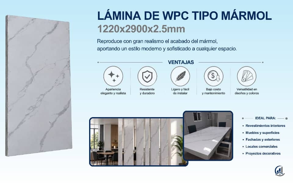 Lámina de WPC tipo marmol 