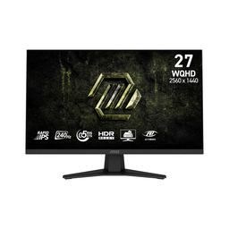 Monitor gamer MSI MAG 275QF de 27 polegadas, 2560 x 1440 (WQHD), 240Hz, AMD FreeSync Premium, HDMI, DisplayPort, VESA, inclinação, ajuste de altura, 0,05ms GTG, preto
