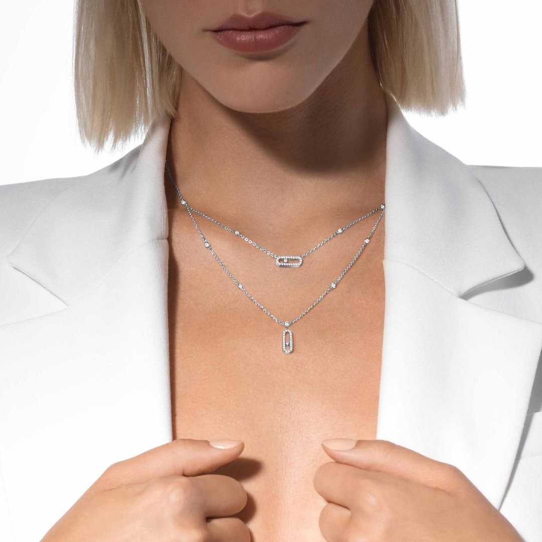 Glitz Crystal Double Pendant Necklace