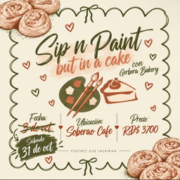 Cupo para 31 de octubre para Sip n Paint but in a cake
