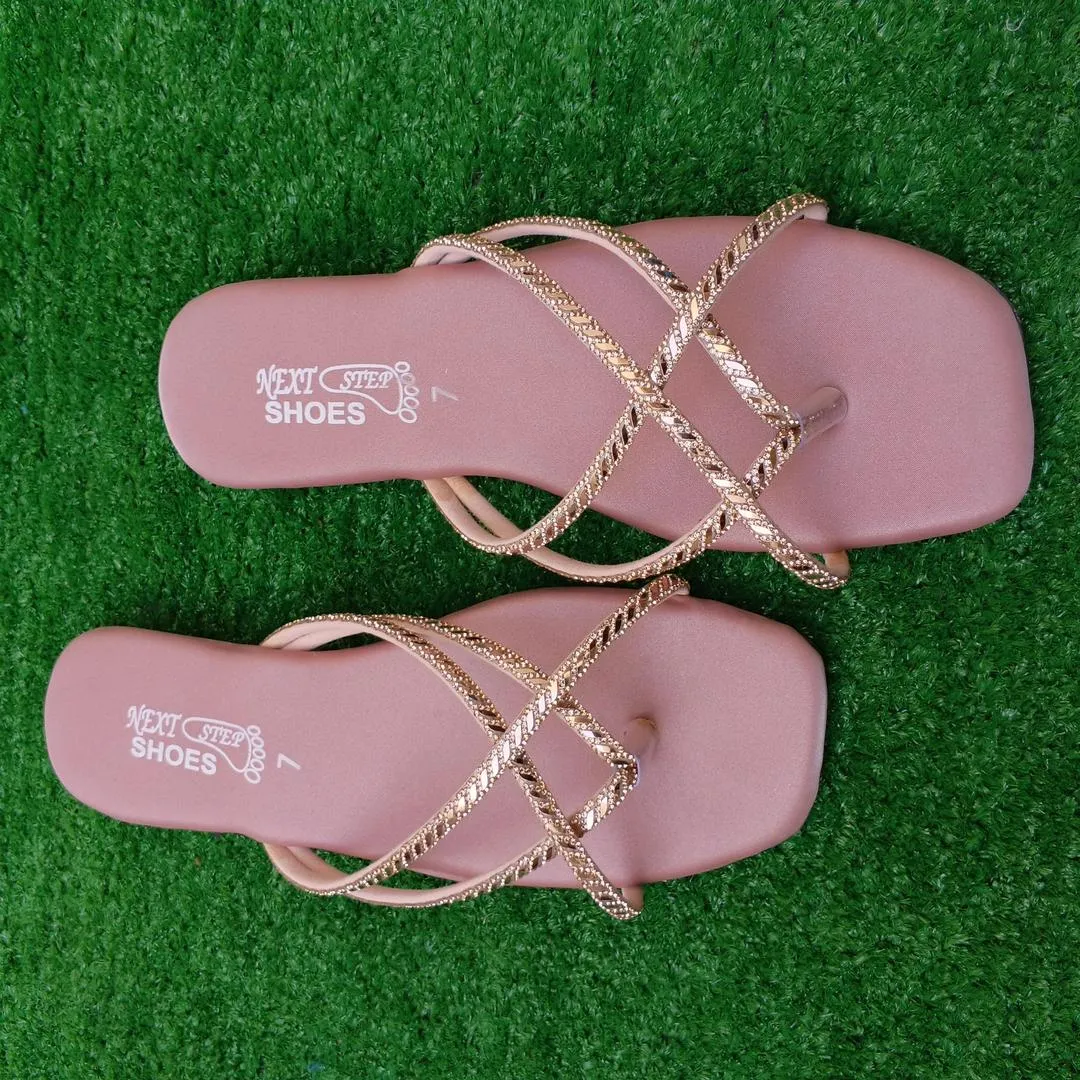 Gold strap Flat sandals_4