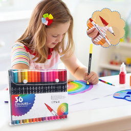 36-Colour Double-Head Brush & Fineliner Marker Set