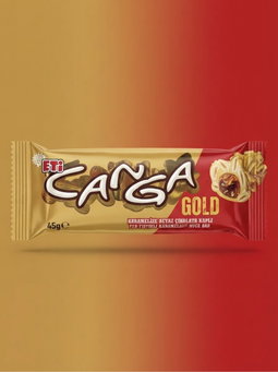 ETİ Canga Gold Karamelize Beyaz Çikolata Kaplı Yer Fıstıklı Karamelli Nuga Bar 45g