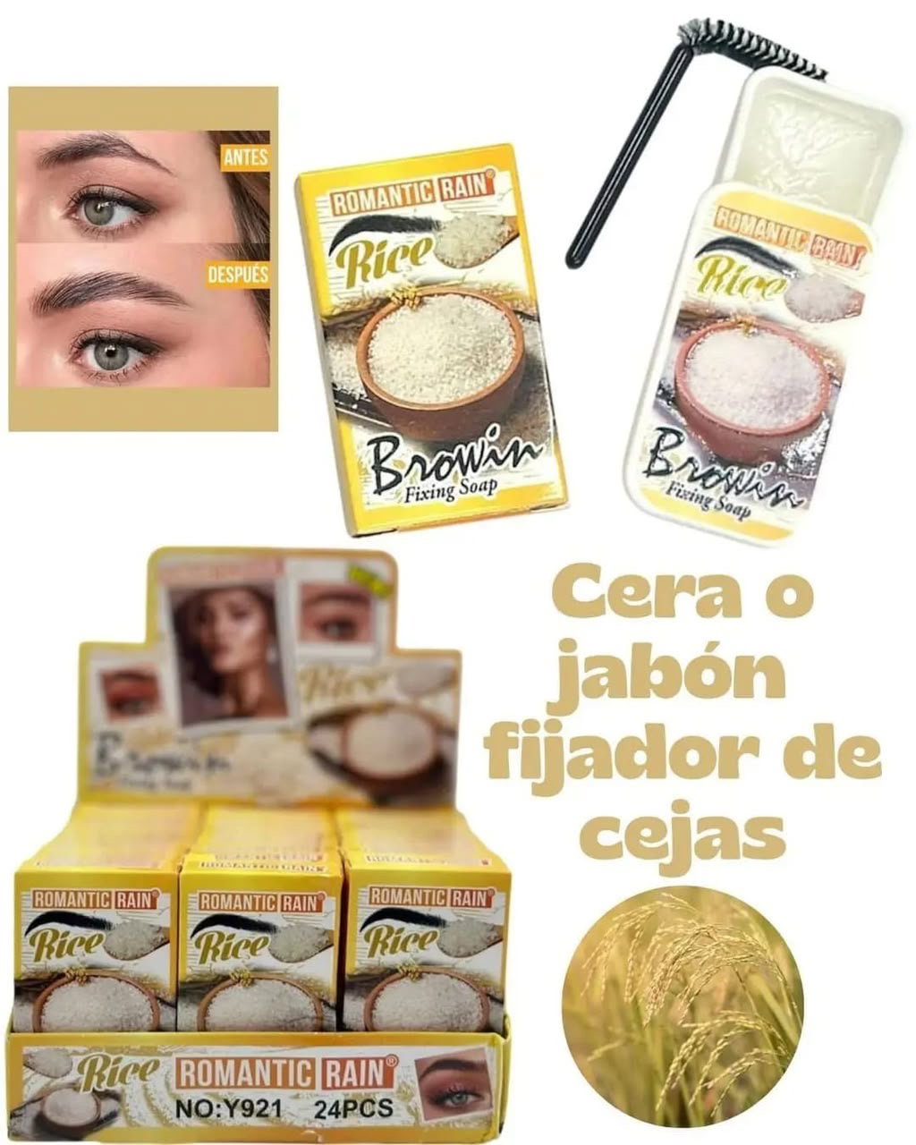 Jabón Fijador de Cejas con Arroz Browin - Romantic Rain