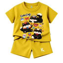 SETELAN PENDEK SERIES KAWAI STICKER CUTE BLACK CAT