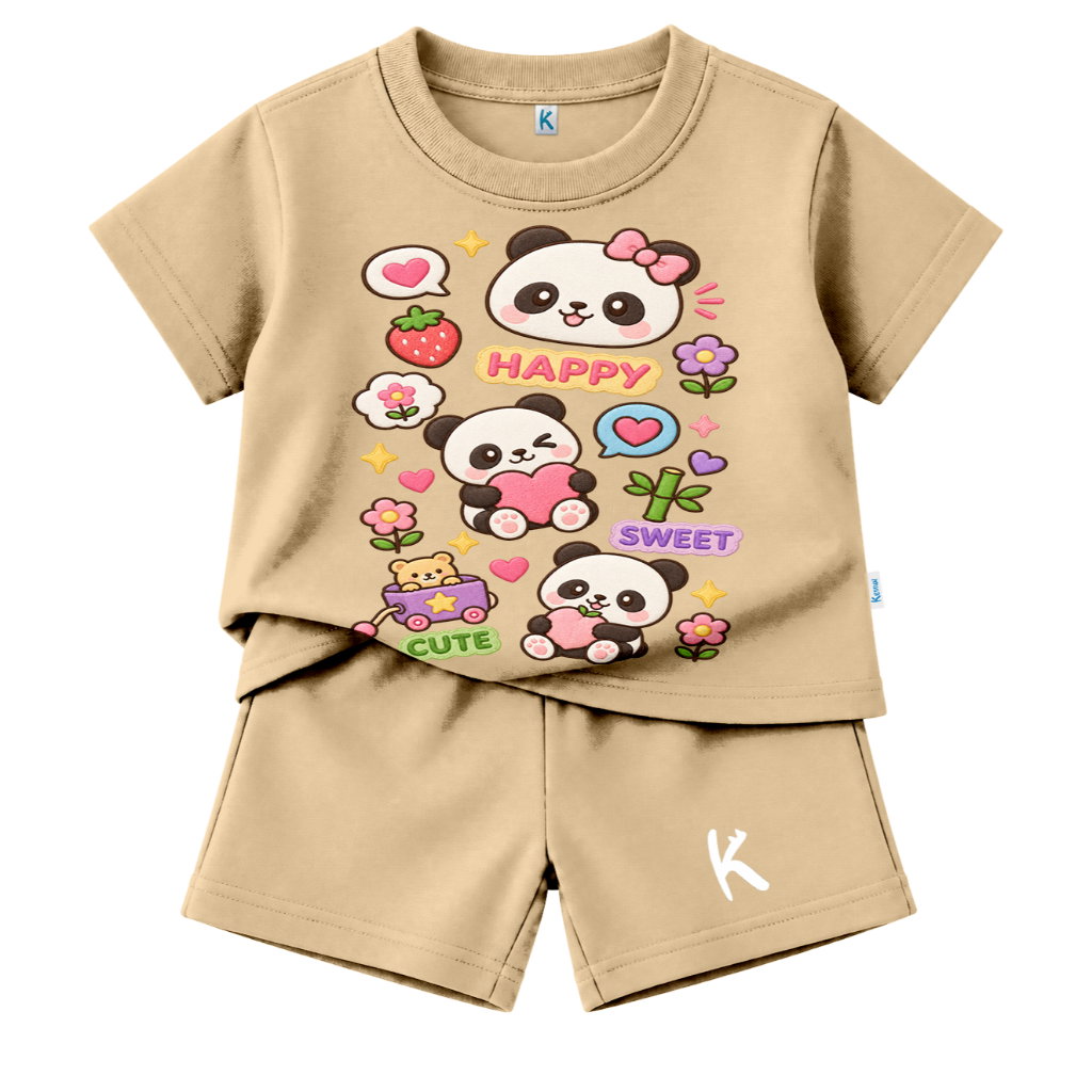 SETELAN PENDEK SERIES KAWAI STICKER SWEET PANDA