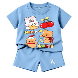 SETELAN PENDEK SERIES KAWAI STICKER HAPPY LUCKY