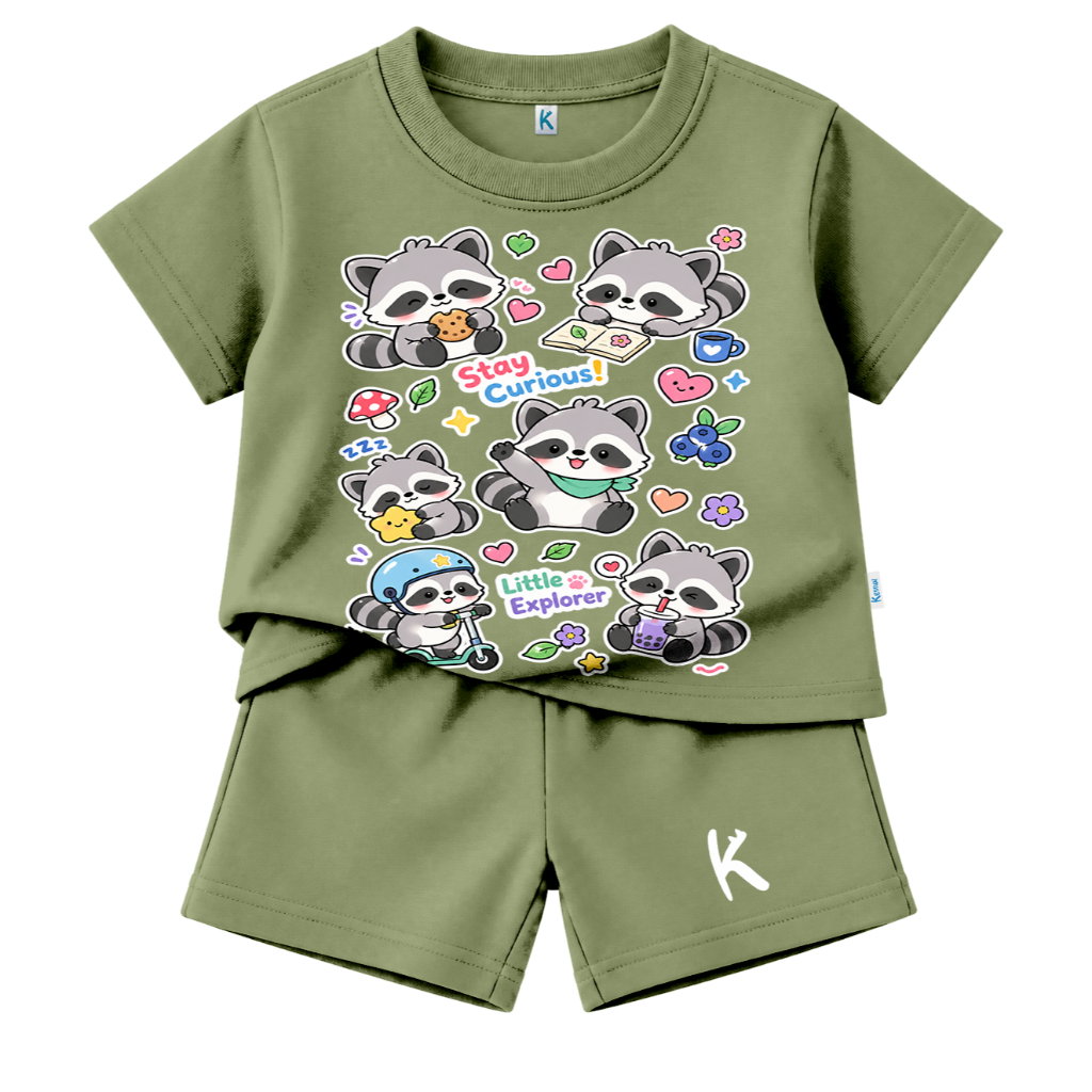 SETELAN PENDEK SERIES KAWAI STICKER STAY CURIOUS