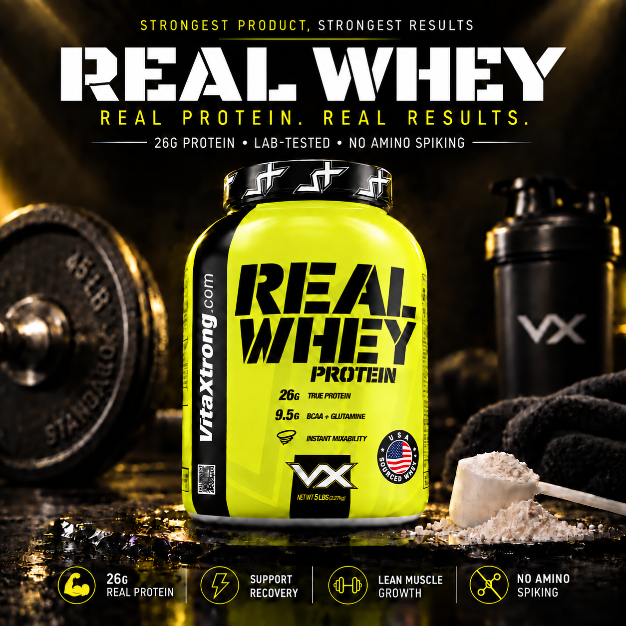VITAXTRONG™ Real Whey Protein (5lbs/2.3kg) — Designed for Performance & Recovery | Lab-Tested • No Amino Spiking | Lean Muscle Growth_9