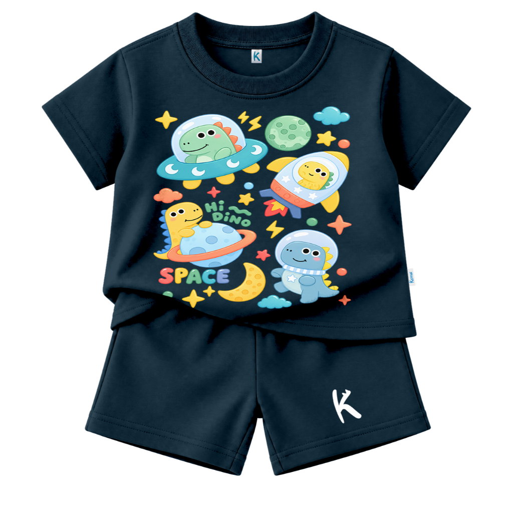 SETELAN PENDEK SERIES KAWAI STICKER SPACE DINO CUTE