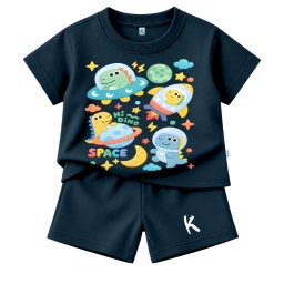 SETELAN PENDEK SERIES KAWAI STICKER SPACE DINO CUTE