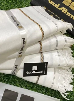 Premium Wool Shawl White gold Border 3 Yard