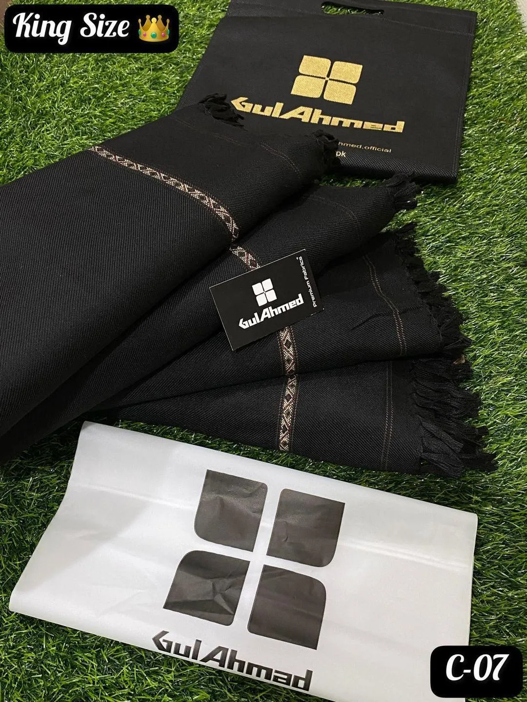 Premium Wool Shawl White gold Border 3 Yard_3