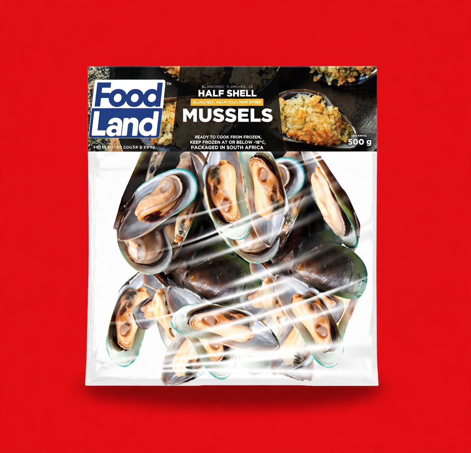 SEAFOOD MUSSELS HALF SHELL GARLIC FRZ FOODLAND 500G <<< Econo Foods >>>