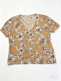 Blusa camisera con manga corta con escote en V