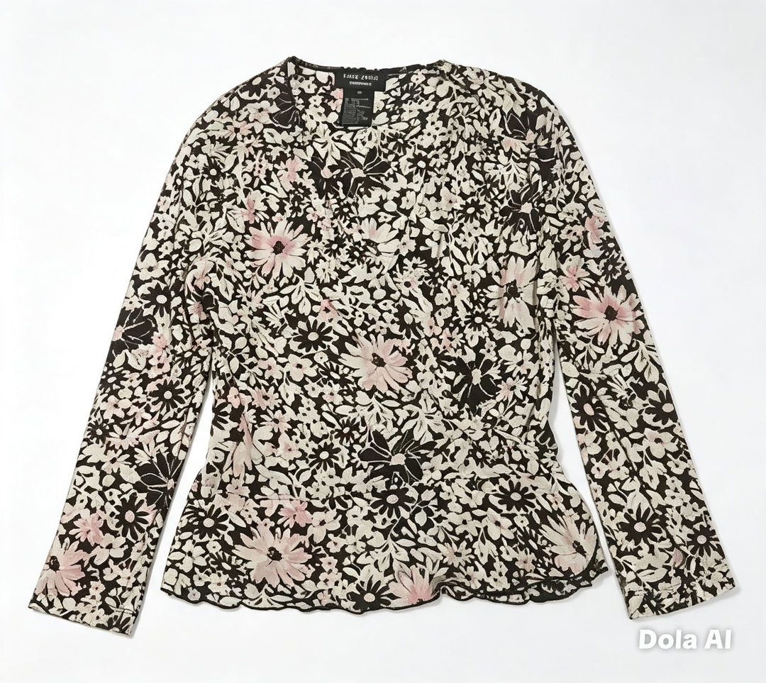 Blusa ajustada peplum, manga larga y cuello en V