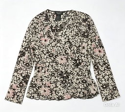 Blusa ajustada peplum, manga larga y cuello en V